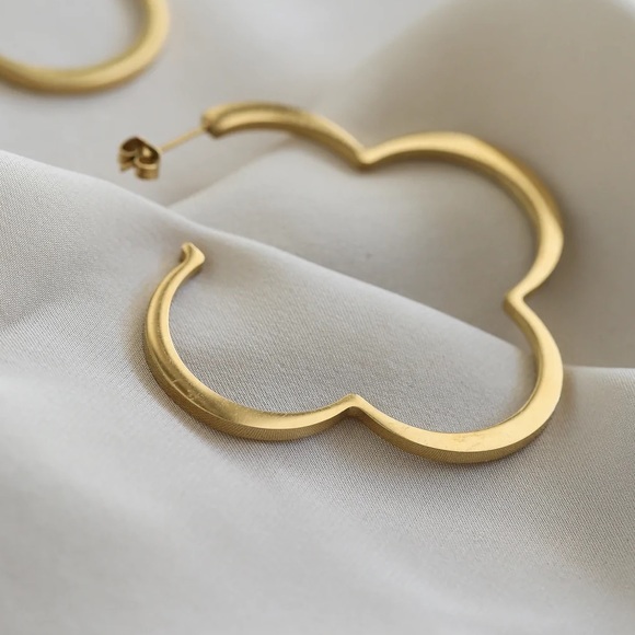 Jewelry - Clover earrings hoop earrings gold earrings
